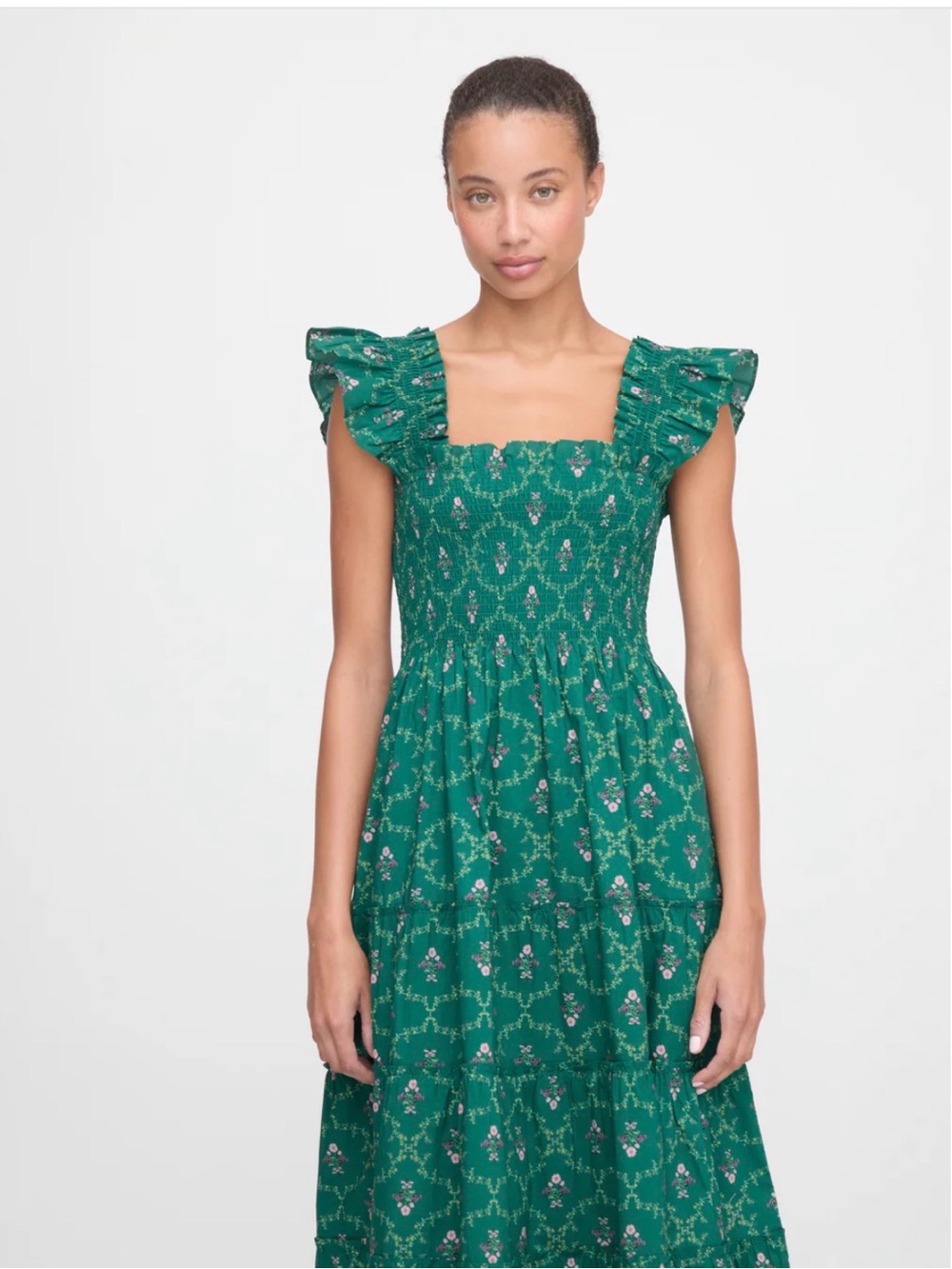 The Ellie Nap Dress - Emerald Trellis